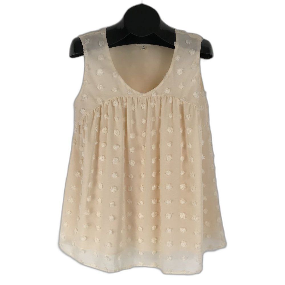 Lime N Chili Sleeveless Chiffon Blouse Women’s Small Swiss Dot Layered Lined